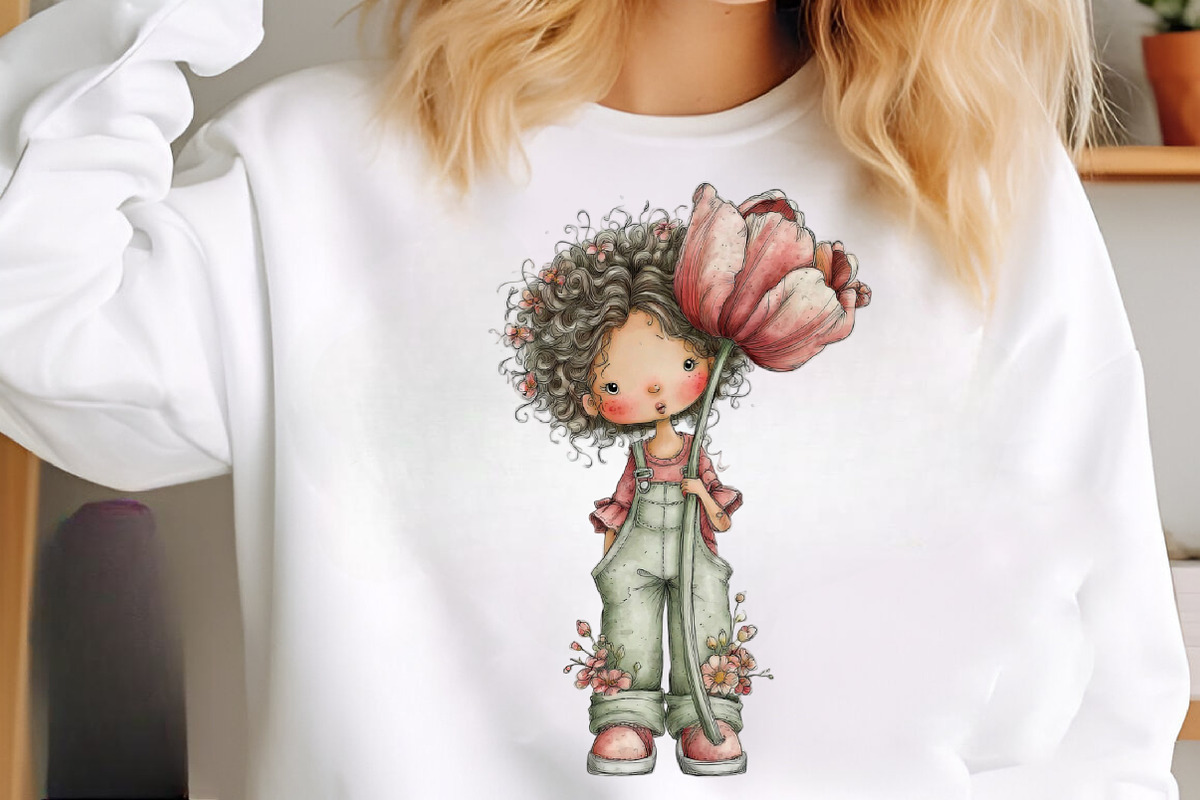 Whimsical Girl With Tulips And Puppy, an Illustration by SinaCreation (Photo 8 of 11)