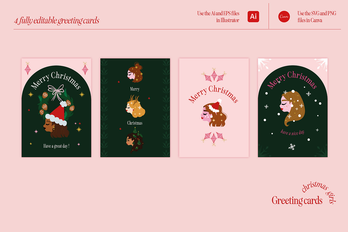 Christmas girls Collection, a Decorative Illustration by The Creative Butternut (Photo 8 of 9)