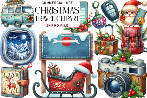 Christmas Travel Clipart, an Illustration by Daily.Designs
