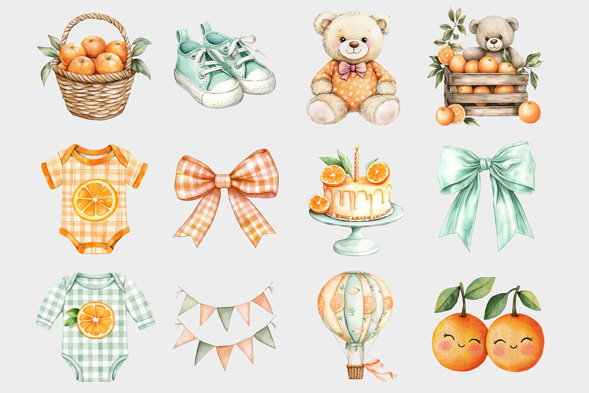 Orange Baby Shower Clipart, a Seasonal Illustration by Design Market (Photo 4 of 5)