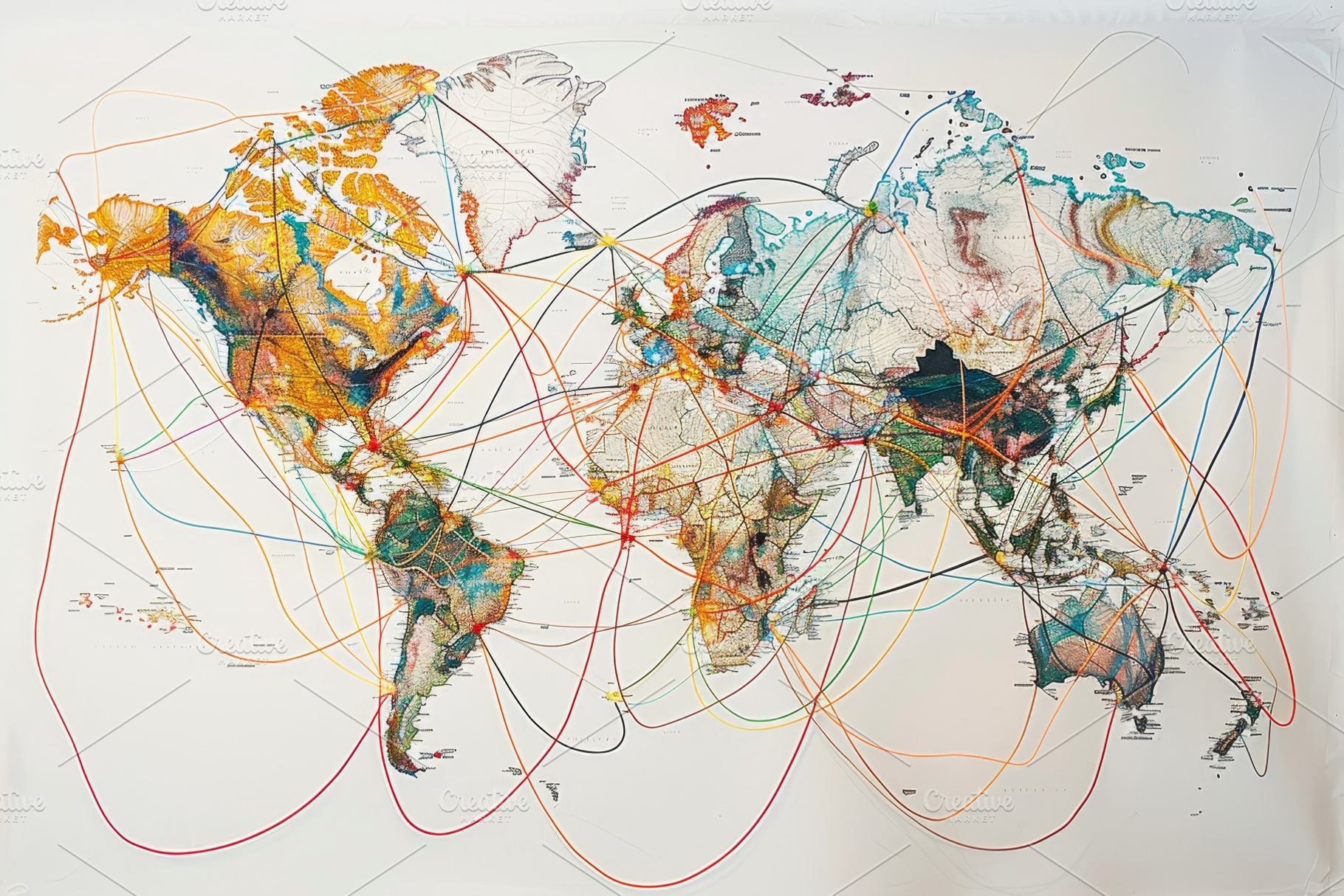 A vibrant world map featuring colorf, a Photo by Iftikhar Alam