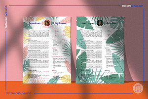 Natural Tropical Leaves Resume Canva