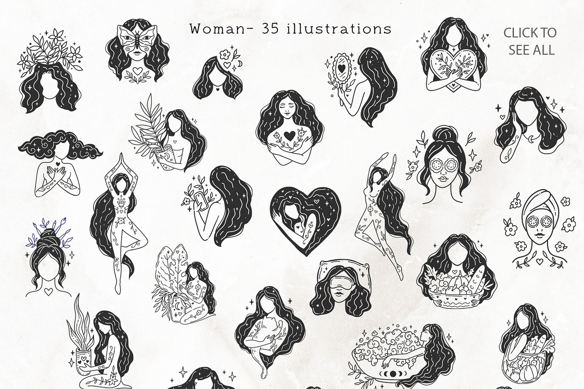 Feminine Woman Self-Care 200+ Items, a Healthcare Illustration by anvinoart (Photo 3 of 9)
