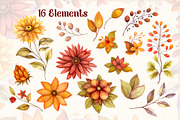 Fall Flowers: Autumn Watercolor Set, a Seasonal Illustration by Nadya Saen Art (Thumbnail 2 of 16)