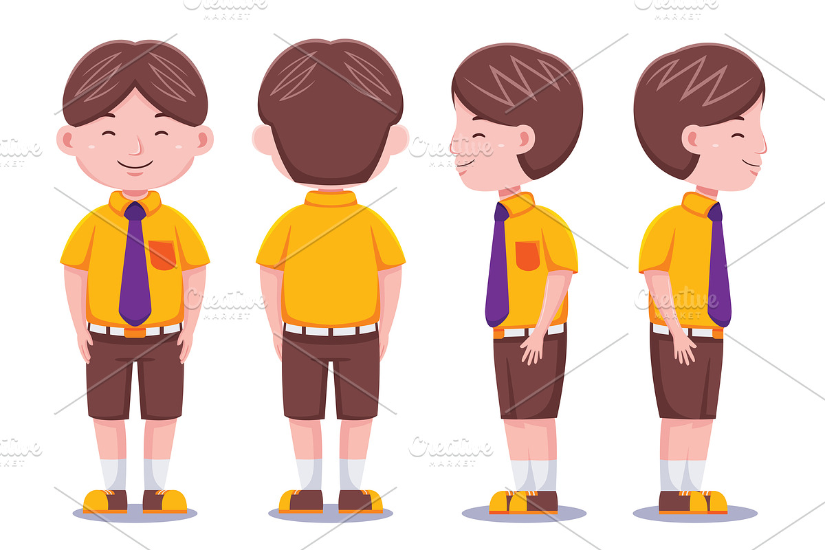 Cute Kids Boy Student Vector Pack, an Object Graphic by MEDZ (Photo 8 of 13)