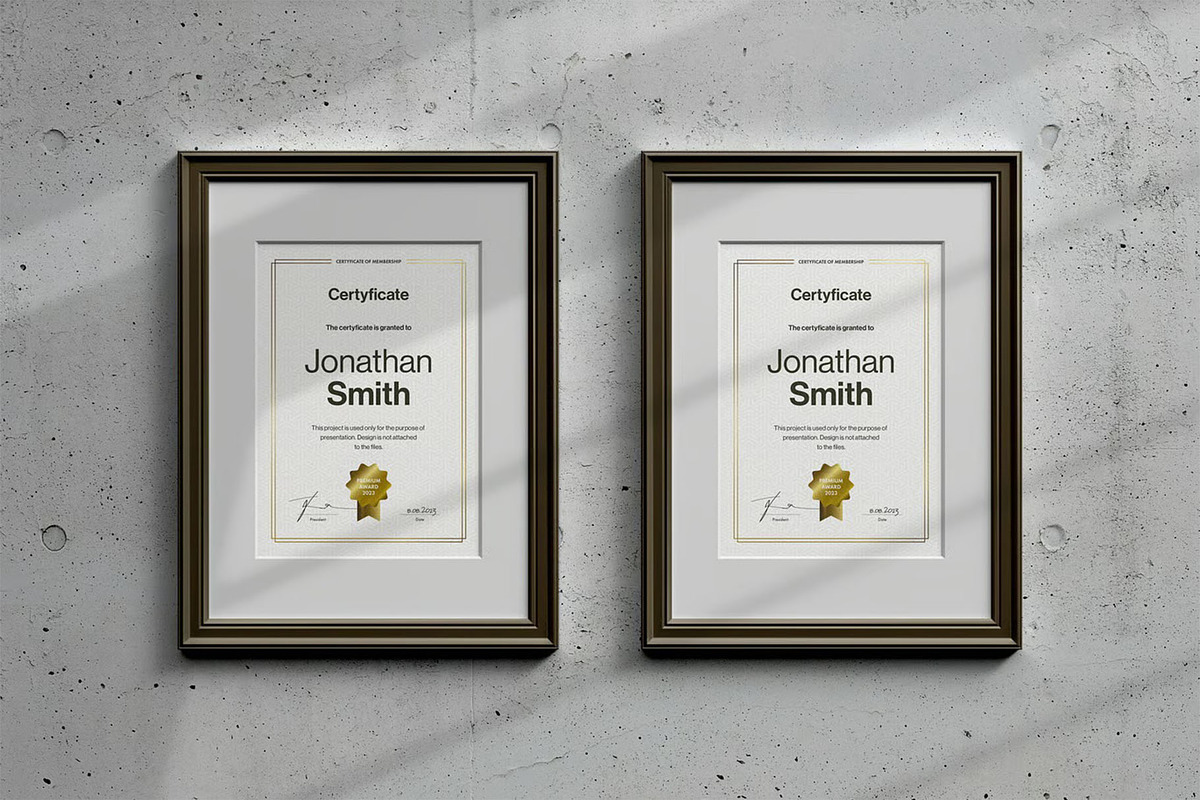 A4 Passe-partout Certificate Mock-up, an Advertising Mockup by zippypixelstudio (Photo 4 of 13)