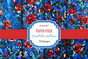 Stained Glass Red Rose Pattern, a Pattern Graphic by Paper & Pattern Studio (Thumbnail 1 of 8)