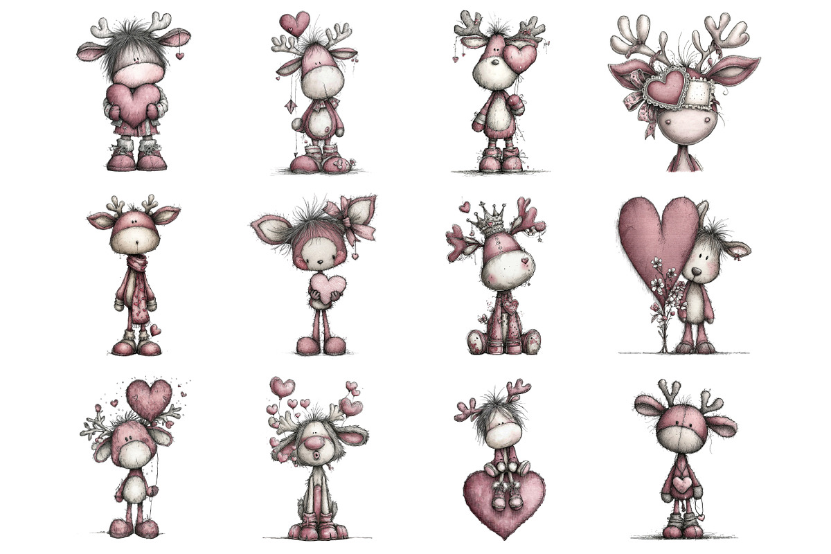 Valentine's Whimsical Deer Clipart, an Illustration by Design Market (Photo 3 of 3)