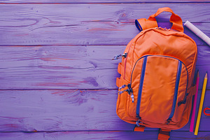 Modern school backpack with copyspace for text. Back To School concept, a School & Education Photo by AlyaAnd