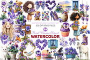 Watercolor Floral Pansies Clipart, an Illustration by Designworld (Thumbnail 1 of 6)