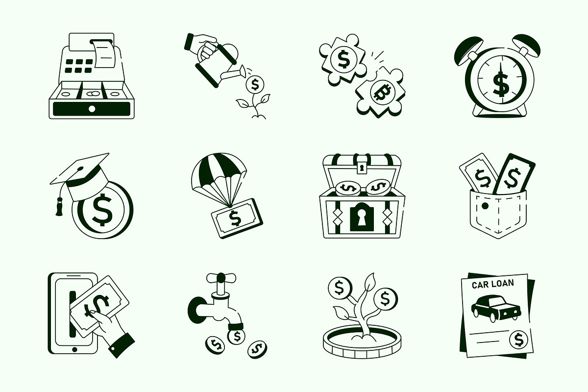 Money Drawing Illustration Set, a Finance Illustration by Vectors Market (Photo 4 of 7)