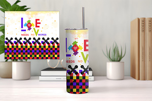 Autism Love Seamless Tumbler Wrap