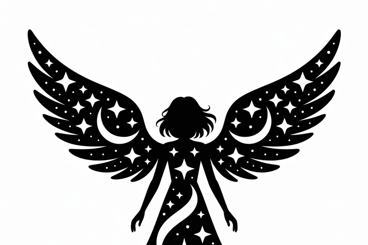 starry angel wings silhouette, an Illustration by Amazin_art (Photo 3 of 21)