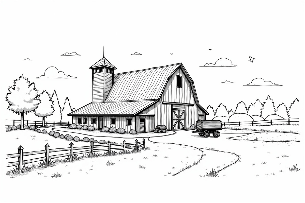 Rustic Farmhouse Landscape Set, an Illustration by Designs_River (Photo 2 of 7)