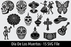 Dia De Los Muertos, 15 SVG Cliparts