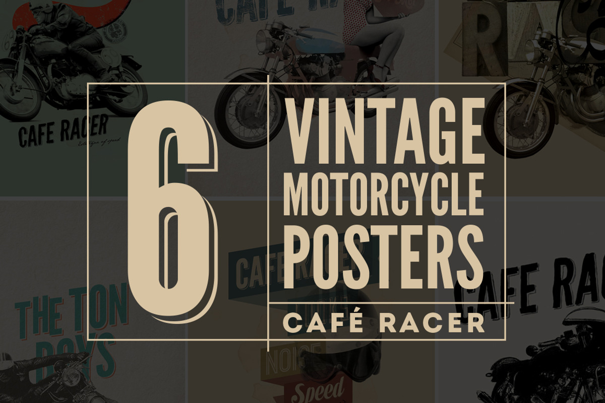 6 vintage motorcycle posters