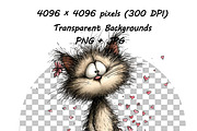 Whimsical Cat Valentine Clipart Set, an Animal Illustration by one-touch (Thumbnail 6 of 19)