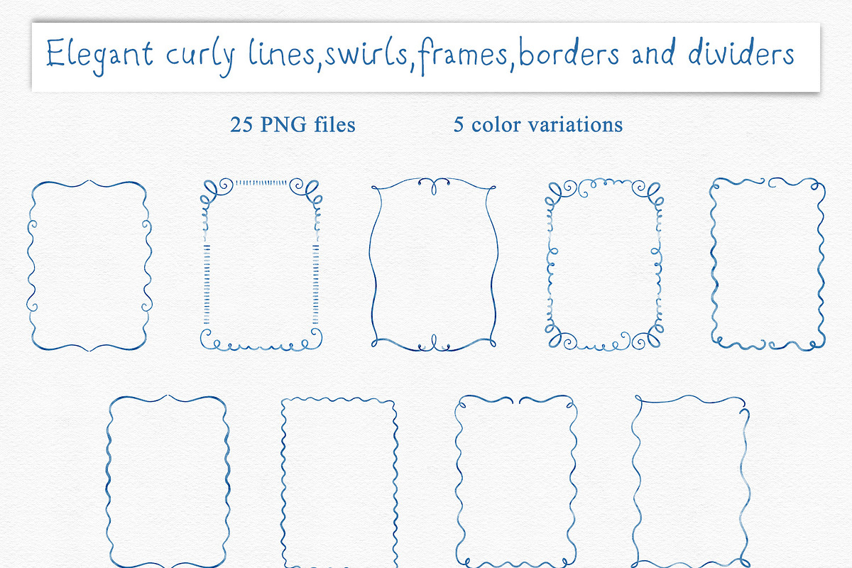 Watercolor Frames Borders Swirls, an Object Graphic by Solo Art Original (Photo 2 of 12)