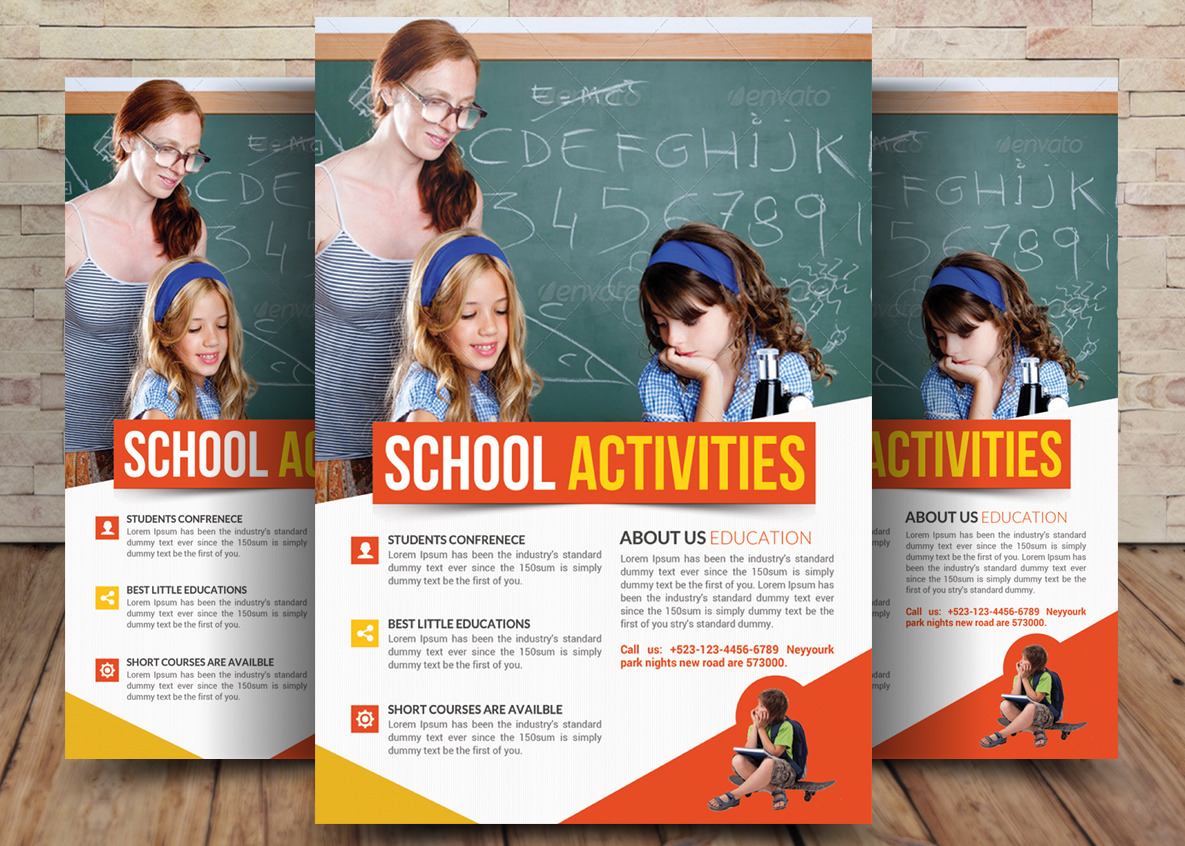 School Activities Flyer Template, a Flyer Template by graphicforest