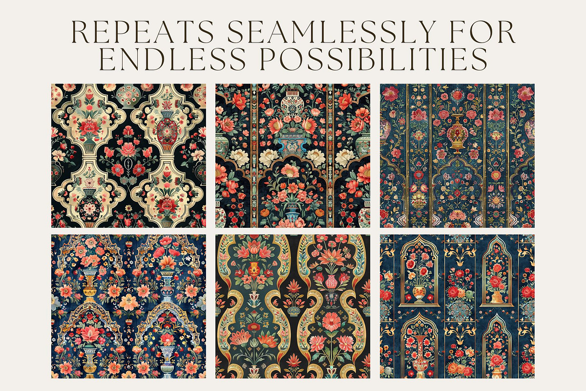 12 Eliza's Persian Gardens Patterns, a Pattern Graphic by Inknfolly (Photo 2 of 7)