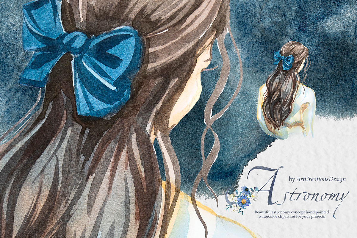 Watercolor Astronomy Clipart Set, a Person Illustration by ArtCreationsDesign (Photo 6 of 9)