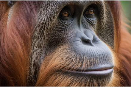 Orangutan portrait animal. Generate, an Animal Photo by Ylivdesign
