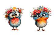Spring cute baby birds clipart, an Illustration by SinaCreation (Thumbnail 5 of 11)