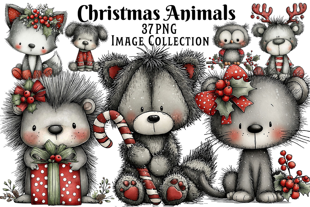 Christmas Whimsical Animals Clipart, an Illustration by Dream Creation (Photo 1 of 8)