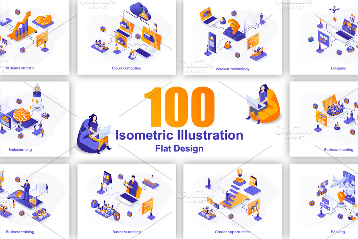 Isometric Concept Illustration Kit, a Templates & Theme by alexdndz (Photo 1 of 26)