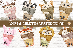 Cute Animal Faces on Bubble Tea Cups