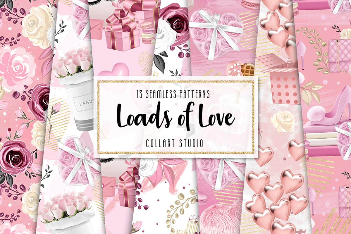 Love digital paper, Valentine's Day, a Pattern Graphic by Collart Studio (Photo 1 of 9)