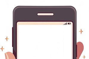 Hand holding smartphone with blank screen and sparkling visual effect, an Illustration by AS photostudio