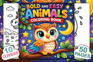 Bold and Easy Animals Coloring Book, an Animal Illustration by Ink Gallery