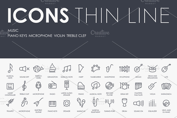 Music Thinline Icons