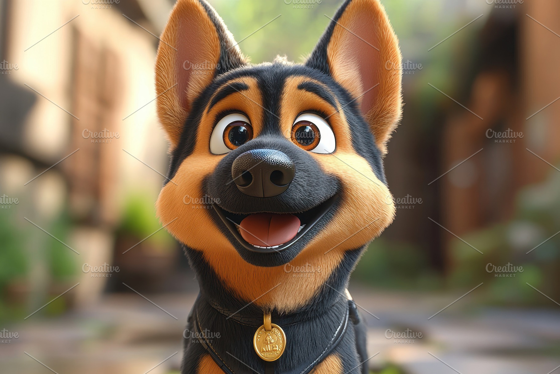 Happy animated dog with a playful ex, a Photo by Tanuart