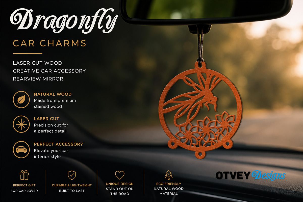 Dragonfly Car Charms laser Cut, an Object Graphic by OTVEY DESIGN (Photo 11 of 13)