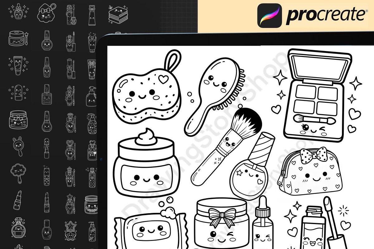 170 Kawaii Skincare Procreate Stamps, a Brush Add-On by DrawingStoryShop (Photo 6 of 6)
