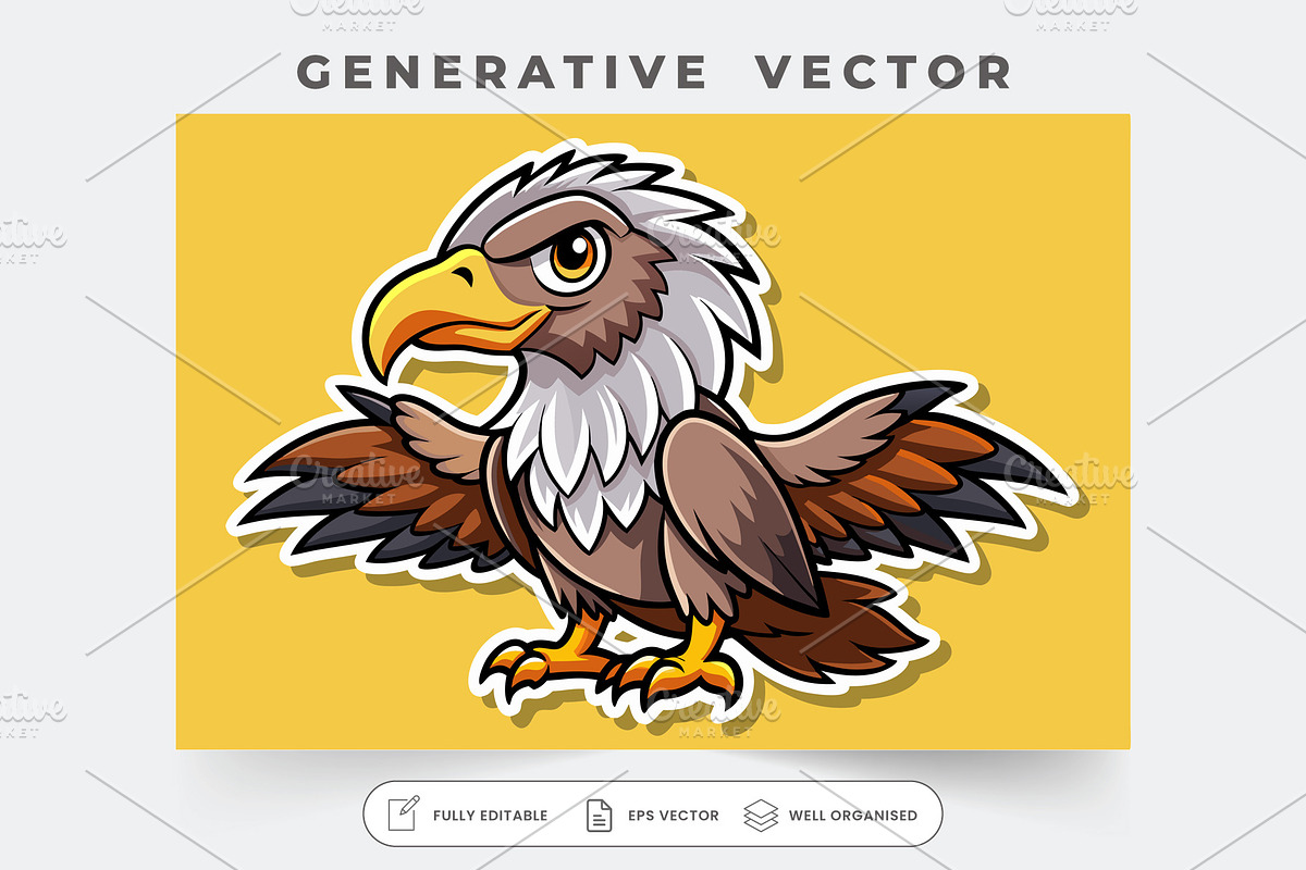 A playful griffon vulture stands pro, a Graphic by Iftikhar Alam