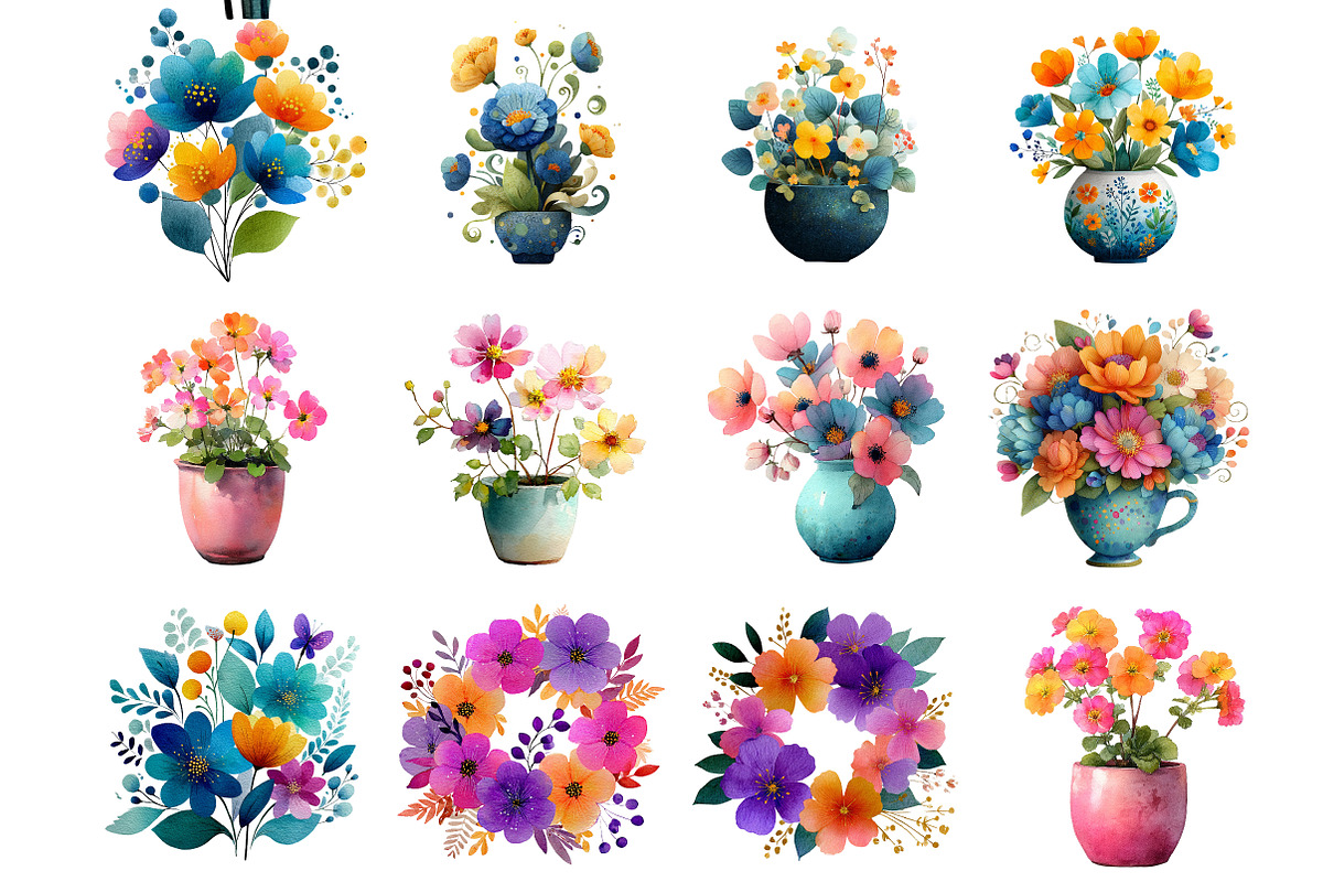 storybook spring flowers Clipart, an Illustration by DreamArtGraphic (Photo 4 of 4)