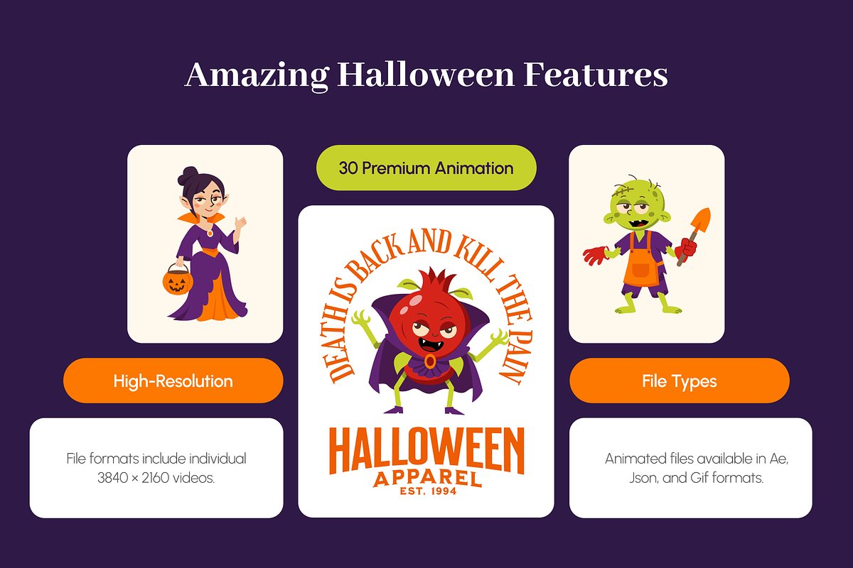 30 Animated Halloween Illustrations, a Seasonal Illustration by Prosymbols (Photo 2 of 4)