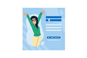 Happy woman celebrating success with, an Education Illustration by pikepicture