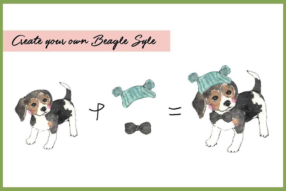 Beagle Clipart Digital Paper, an Animal Illustration by VianneArt (Photo 5 of 7)