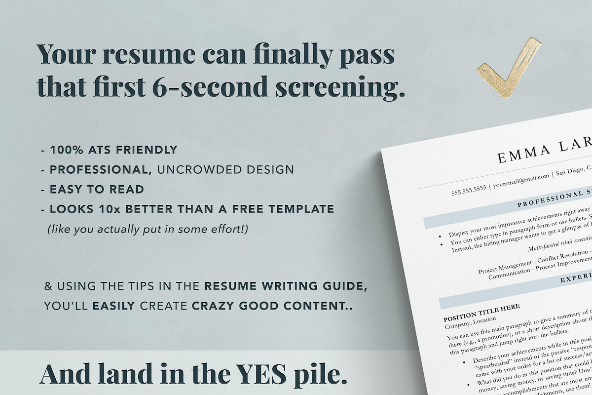 ATS Friendly Resume Template, a Resume Template by Get Landed (Photo 3 of 9)