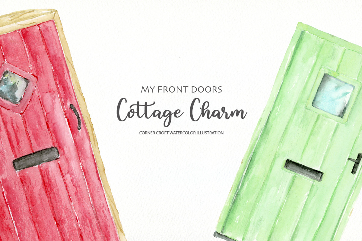 Watercolor Cottage Front Doors, a Person Illustration by Corner Croft (Photo 7 of 8)