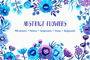 Abstract Flowers Watercolor set