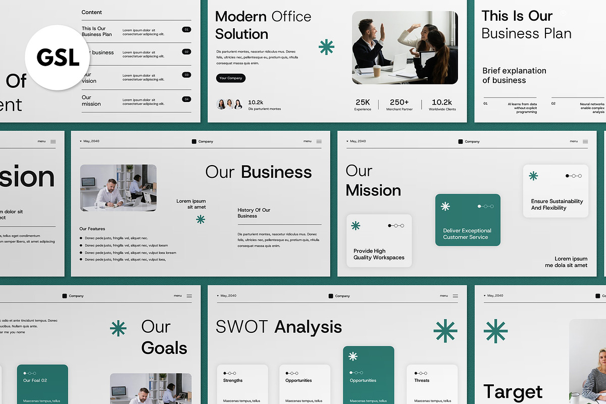 White Business Plan Google Slide, a Presentation Template by graphicook (Photo 1 of 4)