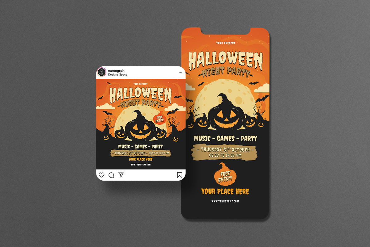 Halloween Party Flyer Set, a Flyer Template by monogrph (Photo 3 of 4)