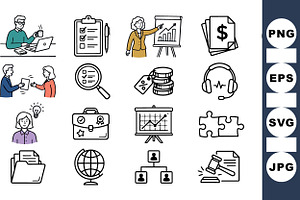 Business Office Icon Set, an Illustration by designvectx