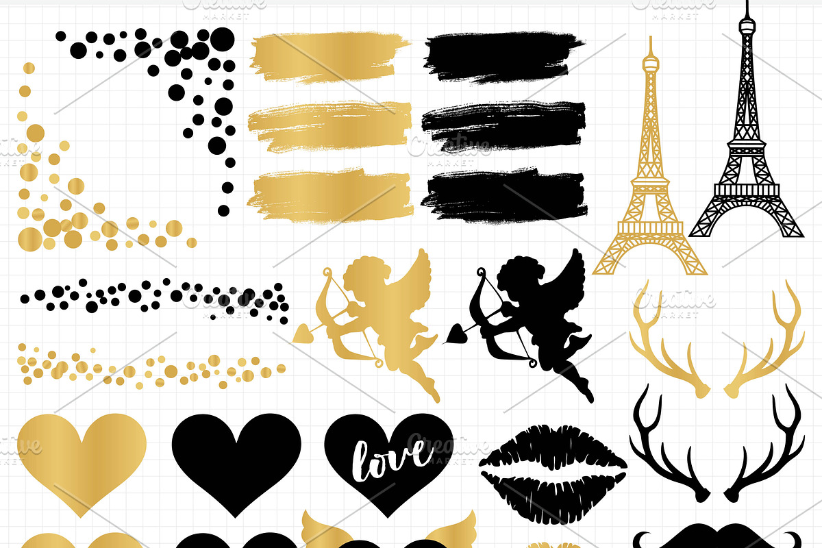 Valentine's Day Black & Gold Clipart, an Illustration by MyClipArtStore (Photo 5 of 7)