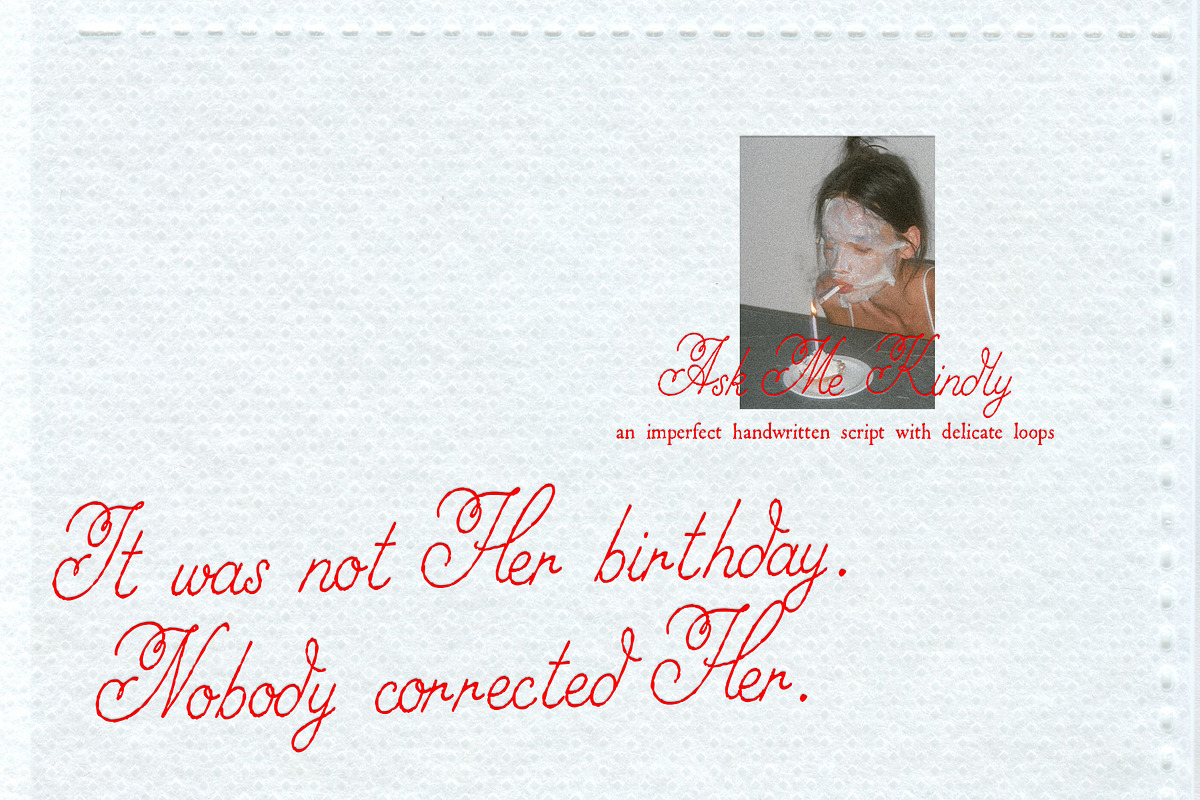 Ask Me Kindly Font, a Script Font by Mneme (Photo 5 of 8)